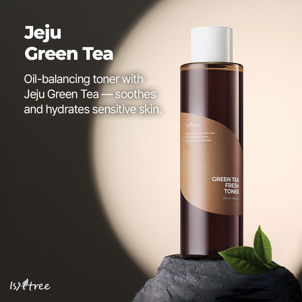 ISNTREE Green Tea Fresh Toner 200ml, 6.76 fl.oz | Korean Skincare | Toner for Oily Skin | Sebum Control | Hydrating and Refreshing