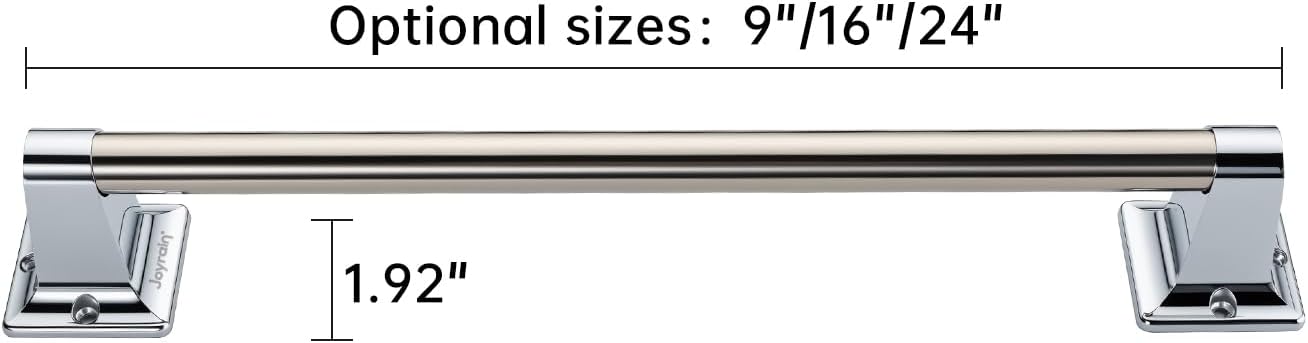 Joyrain Stainless Steel Bathroom Grab Bar for Elderly - Safety Rail & Towel Rack Dual Function, 9/16/24 Inch Anti-Slip Handle for Shower/Toilet/Tub (Chrome, 9 inch)