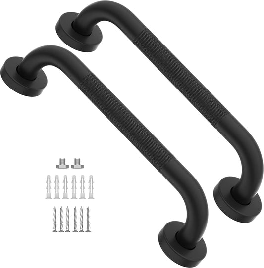 12 Inch Shower Grab Bar Oil Rubbed Black, Munzong Anti Slip Bathroom Grab Bar, Knurled Bathroom Balance Bar, Safety Hand Rail Support Handicap Elderly Injury Senior Assist Bath Handle