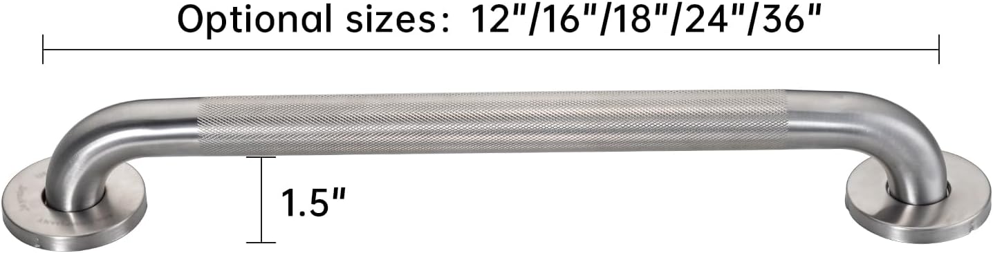 Joyrain 16-inch Bathroom Safety Grab Bar - 500lb Weight Capacity ADA Certified Anti-Slip Handle for Shower/Tub/Toilet, Elderly & Disabled Assist (Knurling, 24 inch)