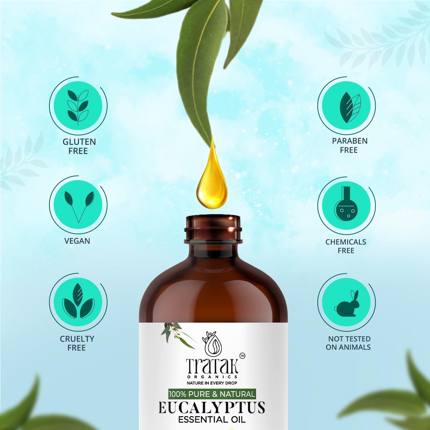 100% Pure Natural Undiluted Eucalyptus Essential Oil (4oz) Premium Therapeutic Grade Aromatherapy