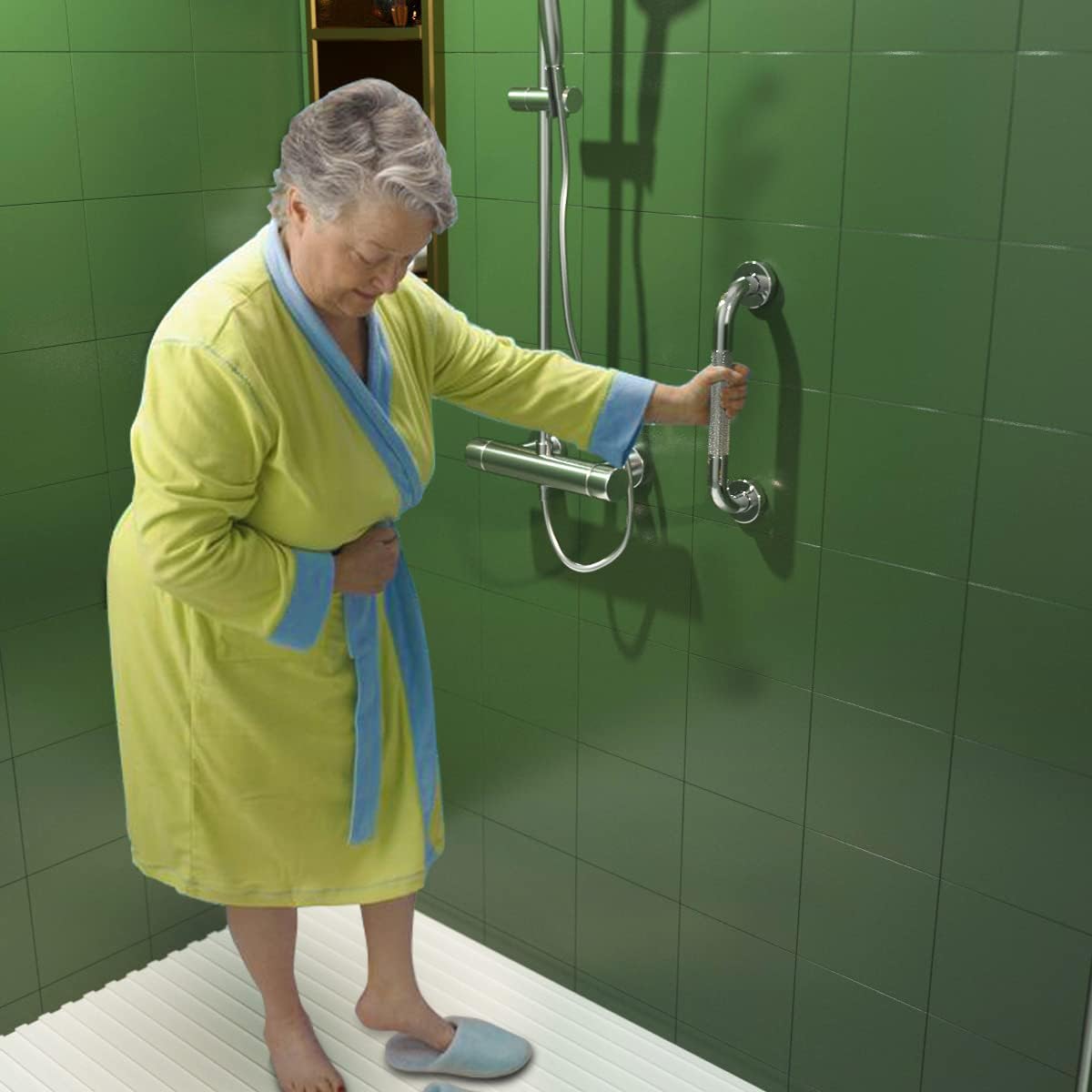 12 Inch Anti Slip Shower Grab Bar 2 Pack, Munzong Stainless Steel Bathroom Grab Bar, Satin Brushed Nickel Bathroom Balance Bar,Safety Hand Rail Support Elderly Senior Assist Handle