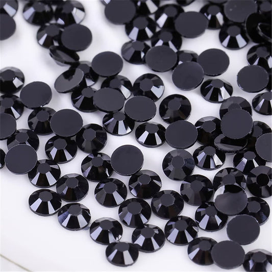 1000 Pieces SS20 5mm Flatback Rhinestones Clear Glass Round Gems Crystals for Nail Art DIY Crafts Clothes Shoes Bags (Black)