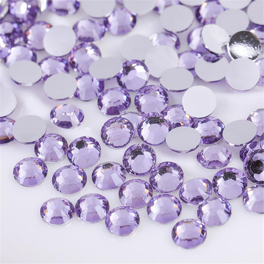 1000 Pieces SS20 5mm Flatback Rhinestones Clear Glass Round Gems Crystals for Nail Art DIY Crafts Clothes Shoes Bags (Light Purple)