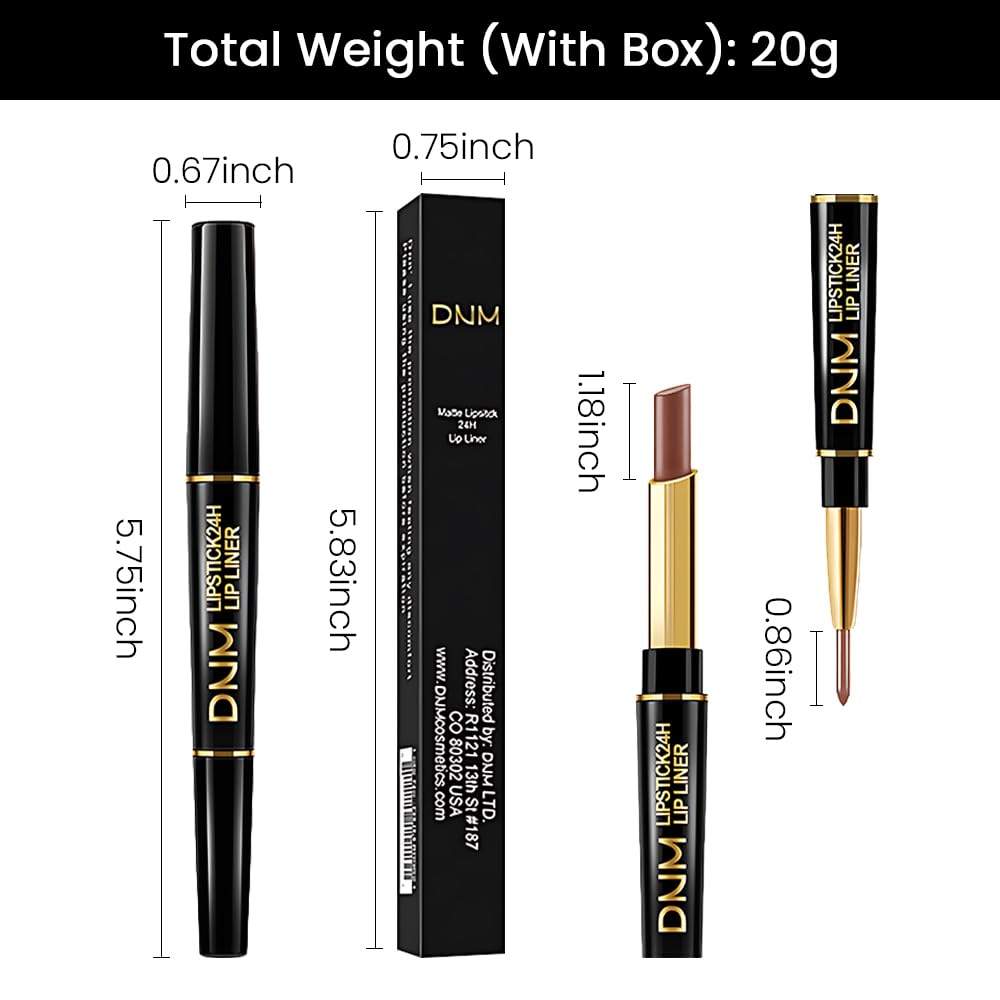 Kaely 2-in-1 Brown Matte Lip Liner & Lipstick Combo Set Kit for Women, Magic Neutral Lipstick 24 Hours Original Lips Liner Pencil Stain Gloss Plumper Makeup Long Lasting Waterproof 38