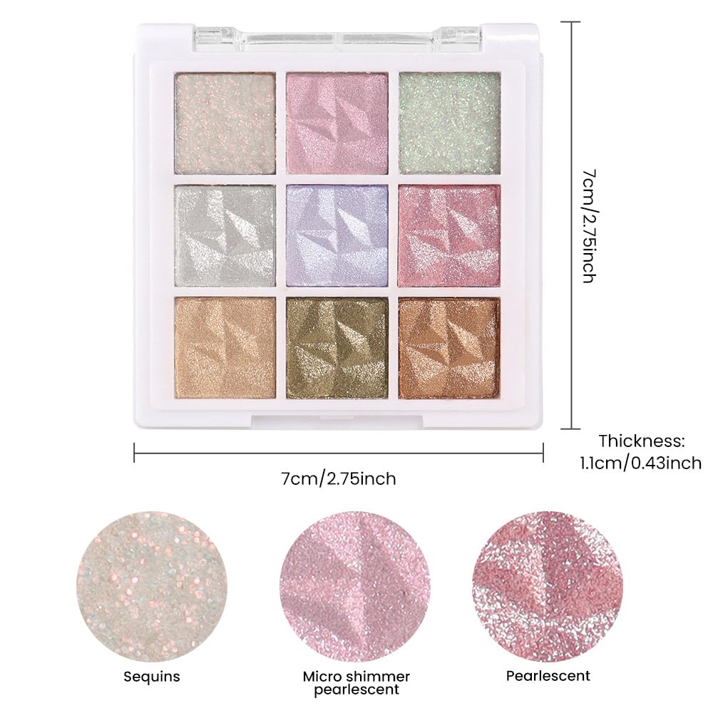 9 Colors Pink Pearl Gold Matte Shimmer Eyeshadow Palette for Eye Makeup,High Pigmented Brown Eye Shadow Primers Powder Palet de sombras de ojos-16#