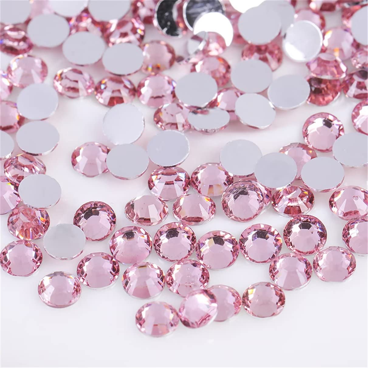 1000 Pieces SS20 5mm Flatback Rhinestones Clear Glass Round Gems Crystals for Nail Art DIY Crafts Clothes Shoes Bags (Light Pink)