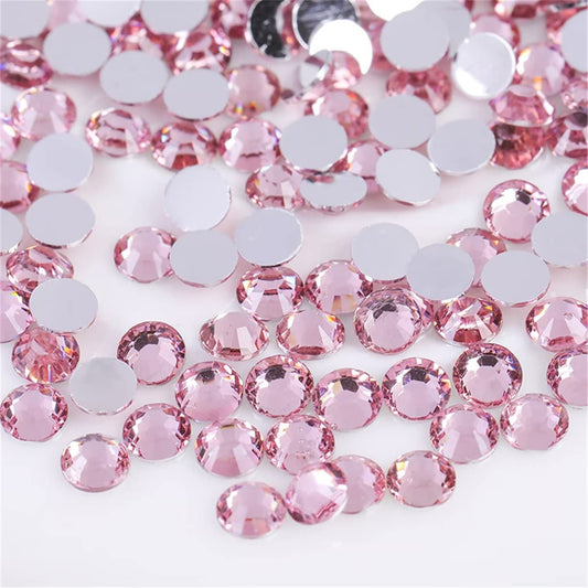 1000 Pieces SS20 5mm Flatback Rhinestones Clear Glass Round Gems Crystals for Nail Art DIY Crafts Clothes Shoes Bags (Light Pink)