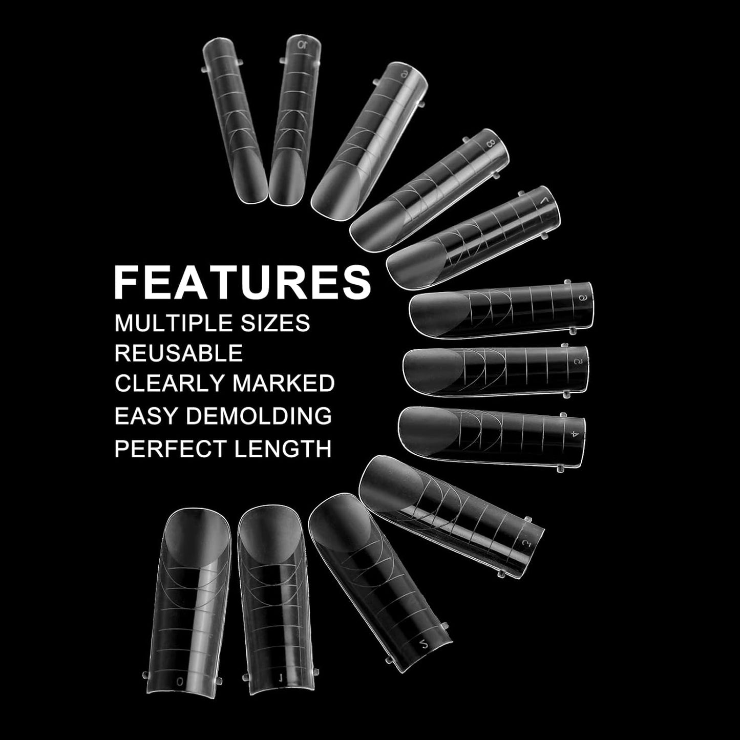 120 Pcs Dual Nail Forms,Matte Square & C-Curved Extension Poly Nail Gel Nail Molds 12 Sizes for Gel Glue, Full Cover Nail Art Design Salon & DIY