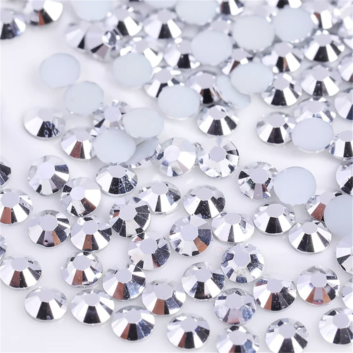 1000 Pieces SS20 5mm Flatback Rhinestones Clear Glass Round Gems Crystals for Nail Art DIY Crafts Clothes Shoes Bags (Silver)