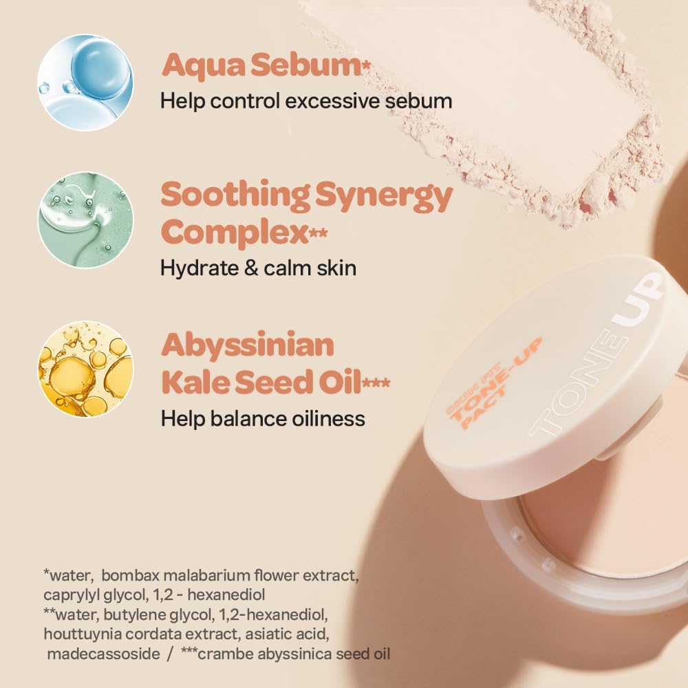 I'M MEME Compact - Skin Fit Tone Up Pact | FLawless Finish with Aqua Sebum, Soft & Velvet Pressed Powder Compact, Smooth Pores & Fine Lines, Korean Makeup, Translucent, Oily Skin, 0.35 Oz