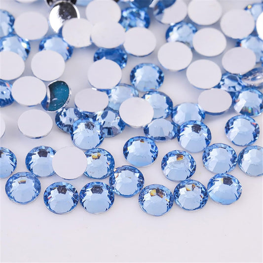 1000 Pieces SS20 5mm Flatback Rhinestones Clear Glass Round Gems Crystals for Nail Art DIY Crafts Clothes Shoes Bags (Light Blue)