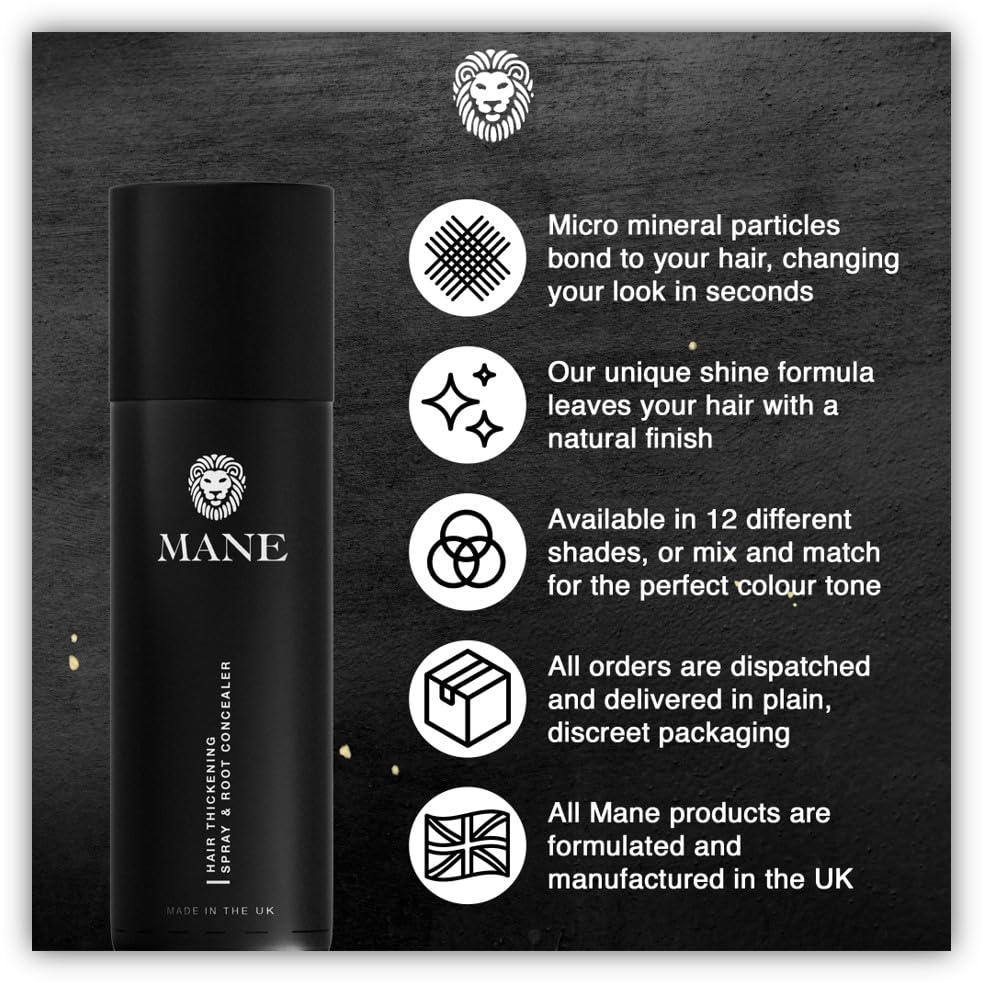 Hair Thickening Fiber Spray by Mane (100ml, Dark Brown)