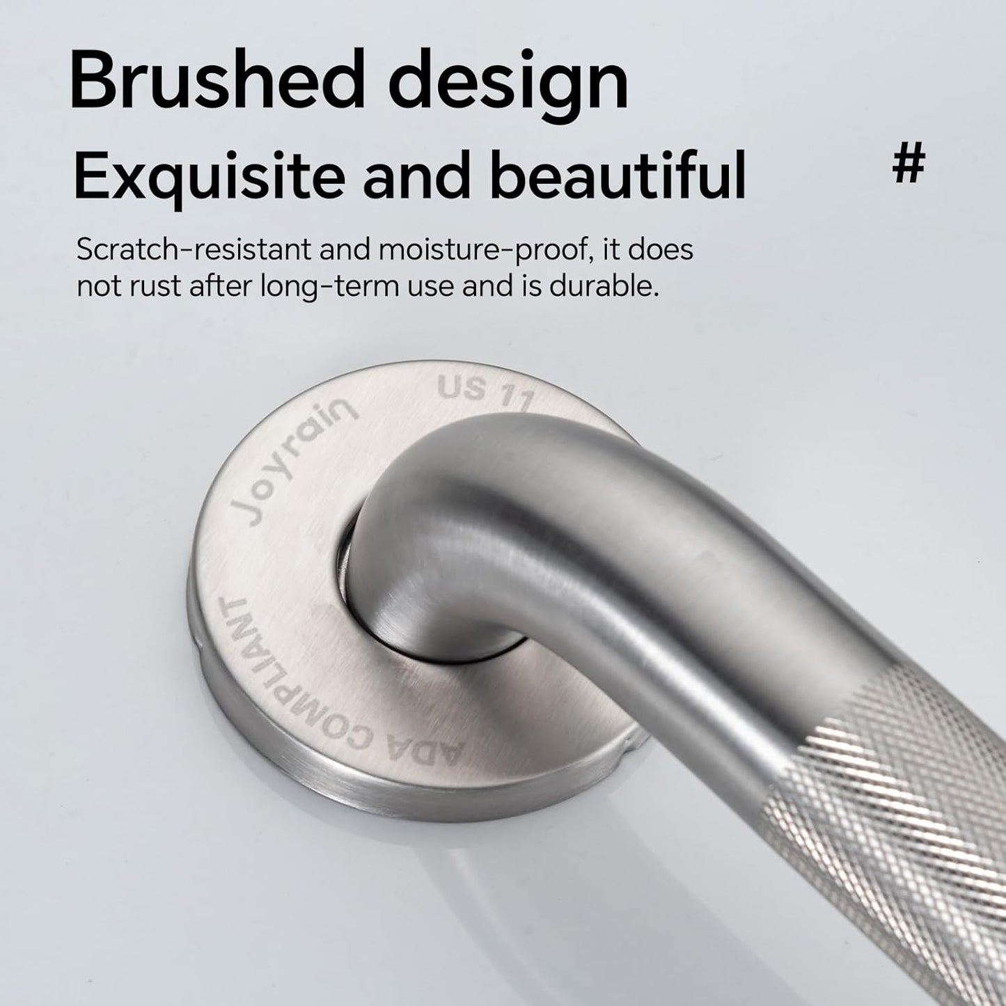 Joyrain 16-inch Bathroom Safety Grab Bar - 500lb Weight Capacity ADA Certified Anti-Slip Handle for Shower/Tub/Toilet, Elderly & Disabled Assist (Knurling, 18 inch)