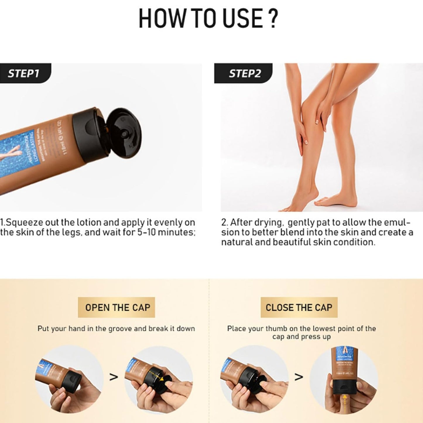 118ml Airbrush Legs, Leg Makeup Lotion, Body Makeup, Waterproof Long Lasting Full Coverage Lightweight Leg Body Cosmetic for Wedding (1#)