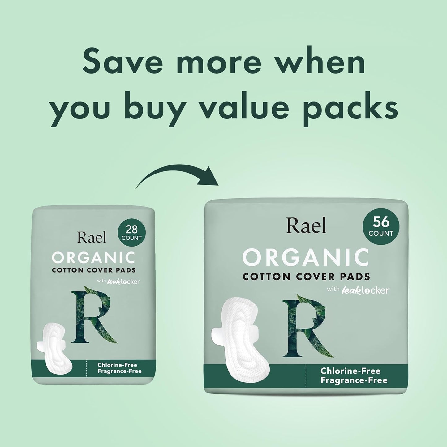 Rael Pads for Women, Organic Cotton Cover - Period Pads with Wings, Feminine Care, Sanitary Napkins, Heavy Absorbency, Unscented, Ultra Thin (Overnight, 20 Count)