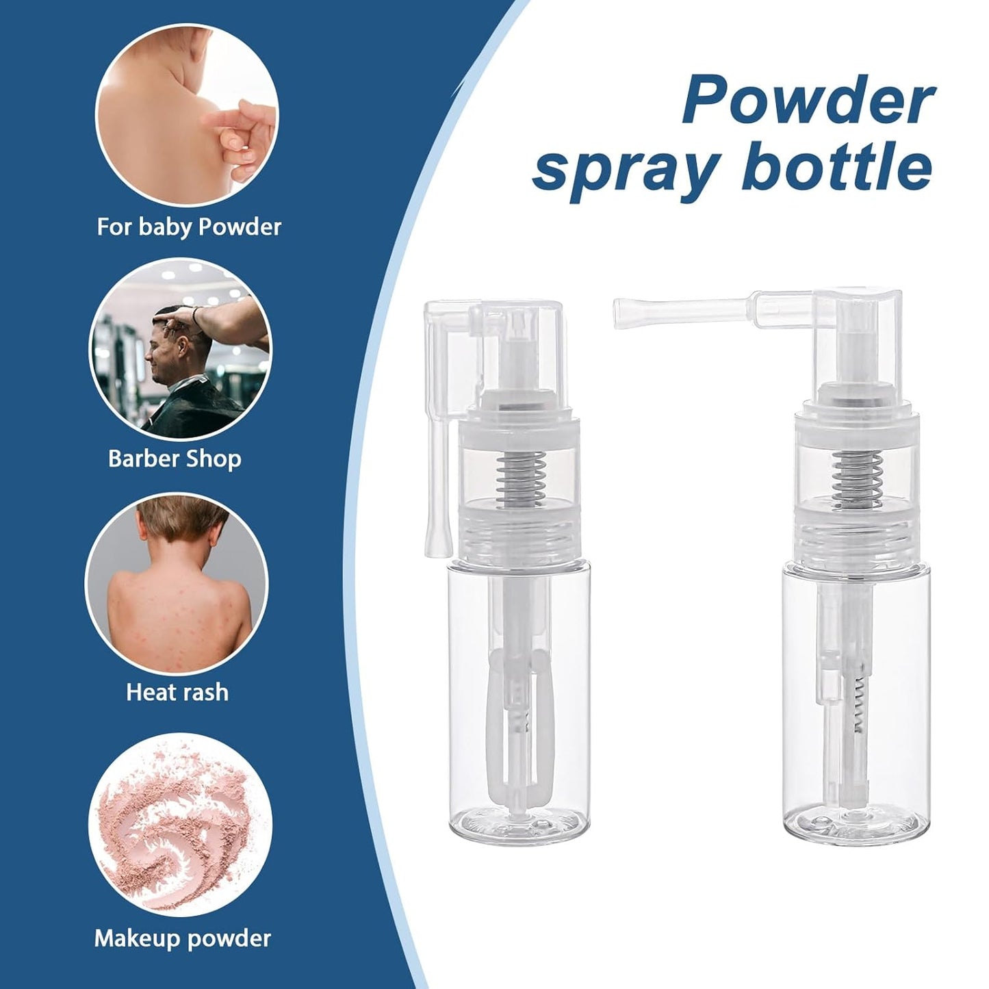 2 Pcs Empty Powder Spray Bottle, Cake Glitter Spray Bottle, Makeup Powder Spray Bottle, Barber Spray Bottle, Dry Powder Spray Bottle for Makeup Powder, Dusting, Glitter, Dry Cleaning Powder, Crafts