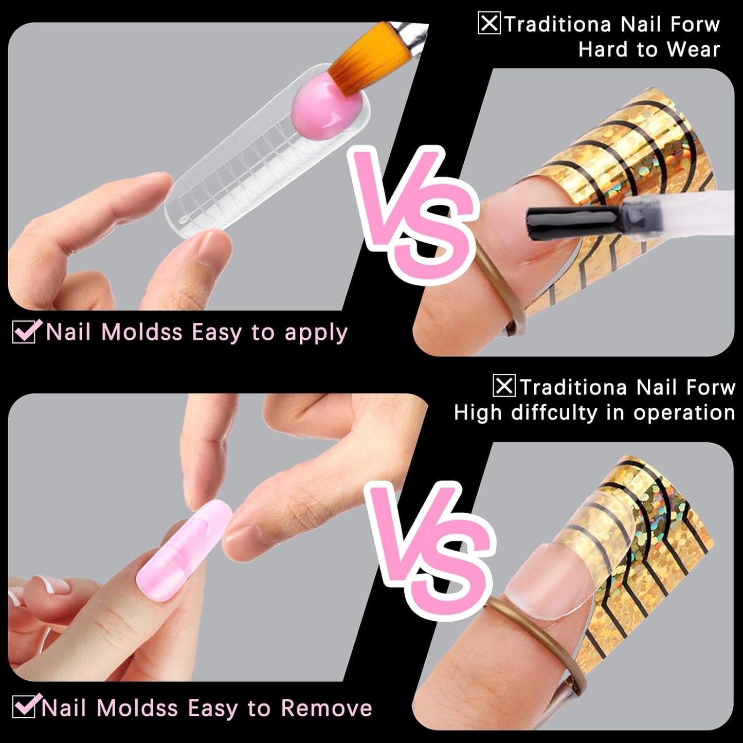 120 Pcs Poly Extension Gel Dual Nail Forms Nail Molds With Scale Builder Coffin Nail for Gel Manicure Nail Art Design Salon DIY at Home (Long Dual Nail Forms Set)