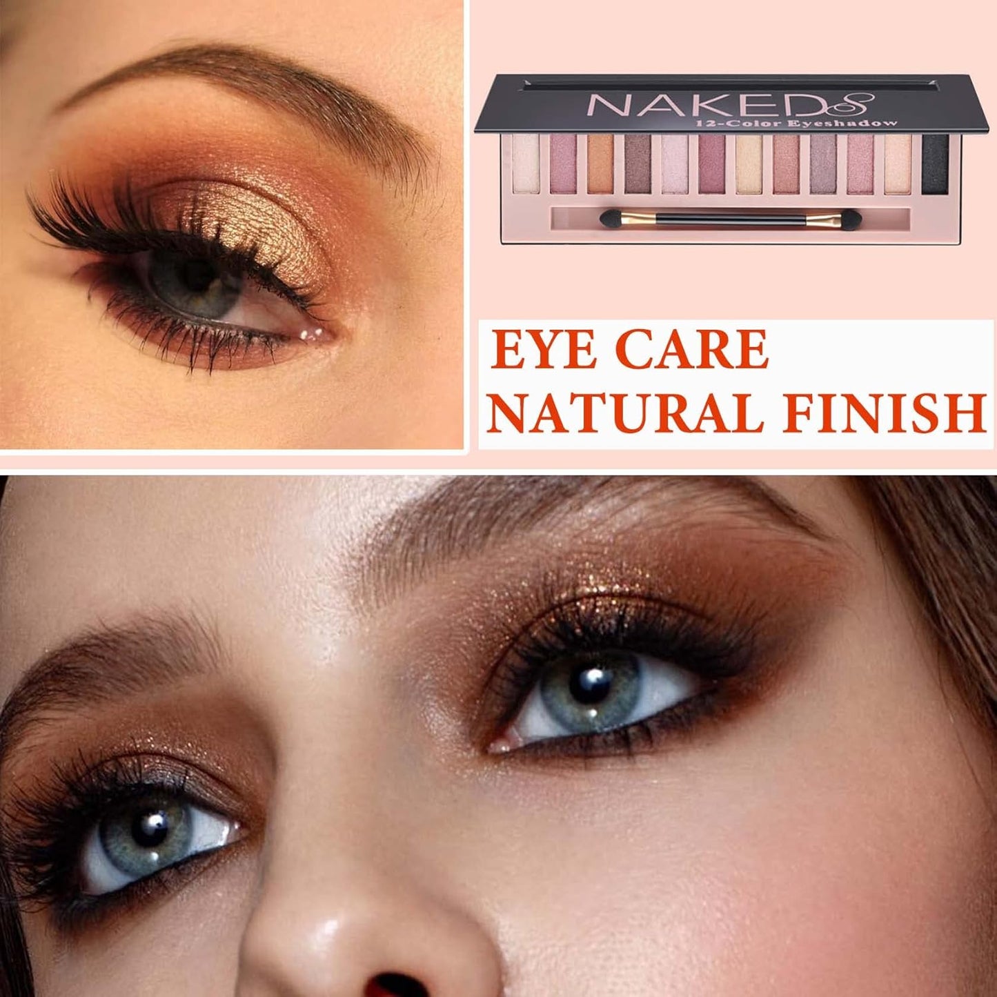 12 Color Naked Eyeshadow Palette,Pearly Earth Color Eyeshadow,Natural Shimmer Eyeshadow Palette,Professional Waterproof and Smudge Proof Eye Shadow Palette Kit,Eye Makeup Set for Women(B)