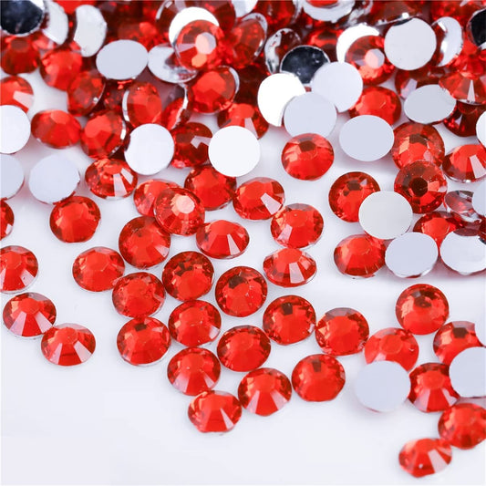 1000 Pieces SS20 5mm Flatback Rhinestones Clear Glass Round Gems Crystals for Nail Art DIY Crafts Clothes Shoes Bags (Light Red)