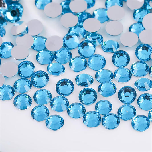 1000 Pieces SS20 5mm Flatback Rhinestones Clear Glass Round Gems Crystals for Nail Art DIY Crafts Clothes Shoes Bags (Aqua Blue)