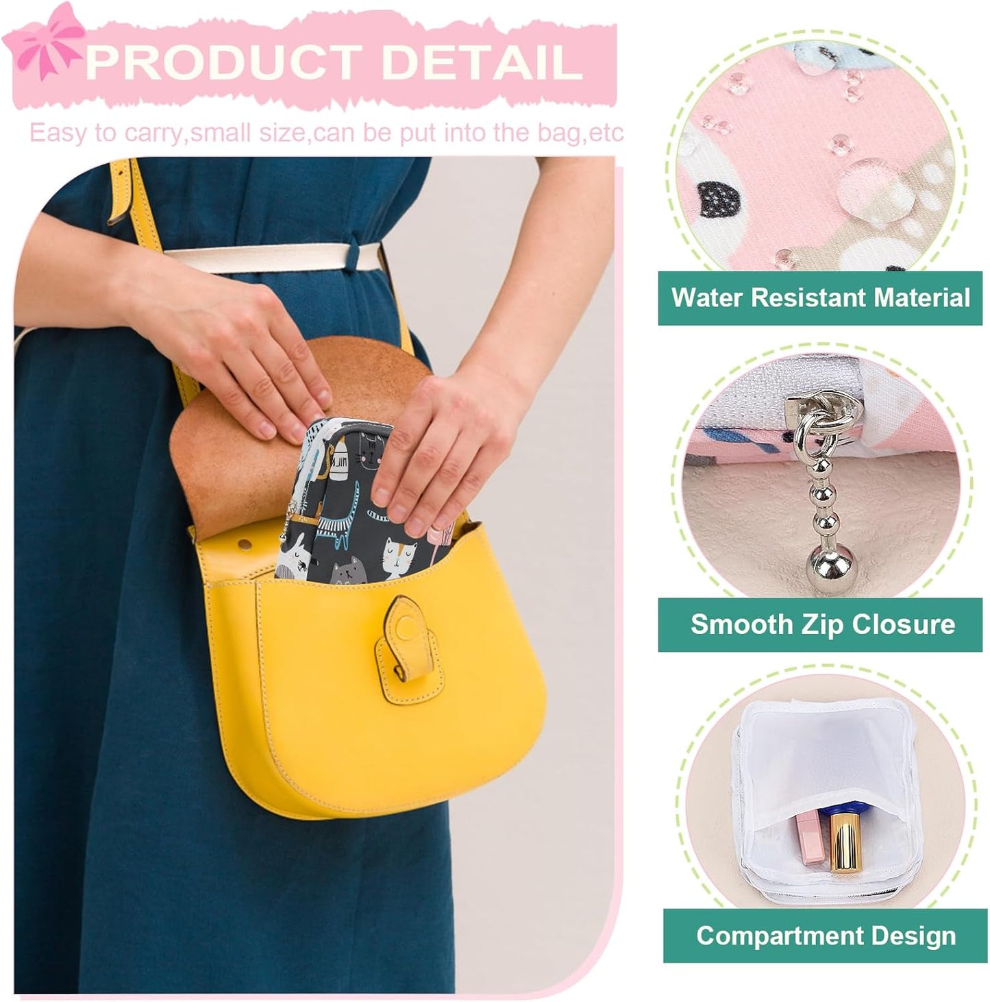 Desing Wish Sanitary Pad Storage Bag Portable Period Bag for Teen Pads/Sanitary Napkins/Small Tampons, Sanitary Napkin Storage Bag First Period Gifts for Teen Girls (Pink Horse)