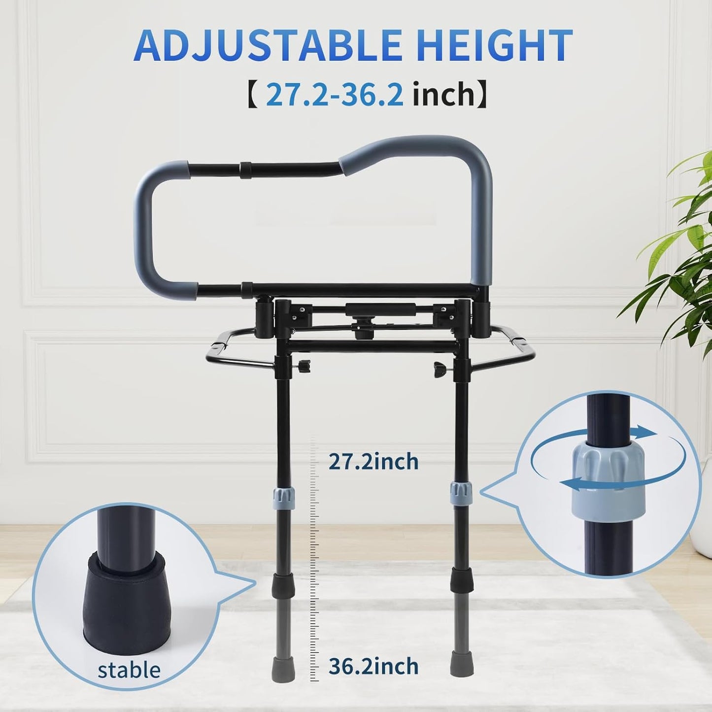 Bed Rail for Senior & Elderly and People Falling Out of Bed – Adjustable & Foldable Bed Assist Handle Safety Rail