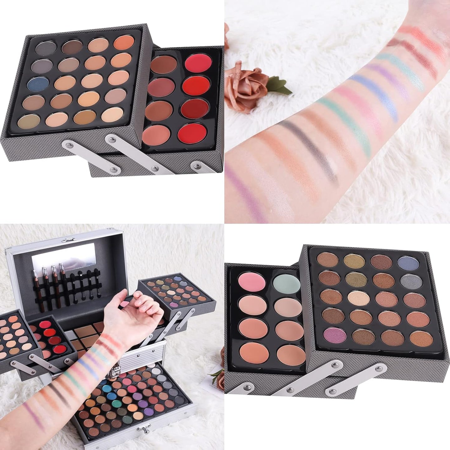 132 Color All- In- One Makeup For Women Full Kit,Professional Makeup Kit,Makeup Gift Set for Women,Girls&Teens,Include eyeshadow/lipstick/concealer/Lip Gloss/Eyeliner/Mascara(006N2-Silver)