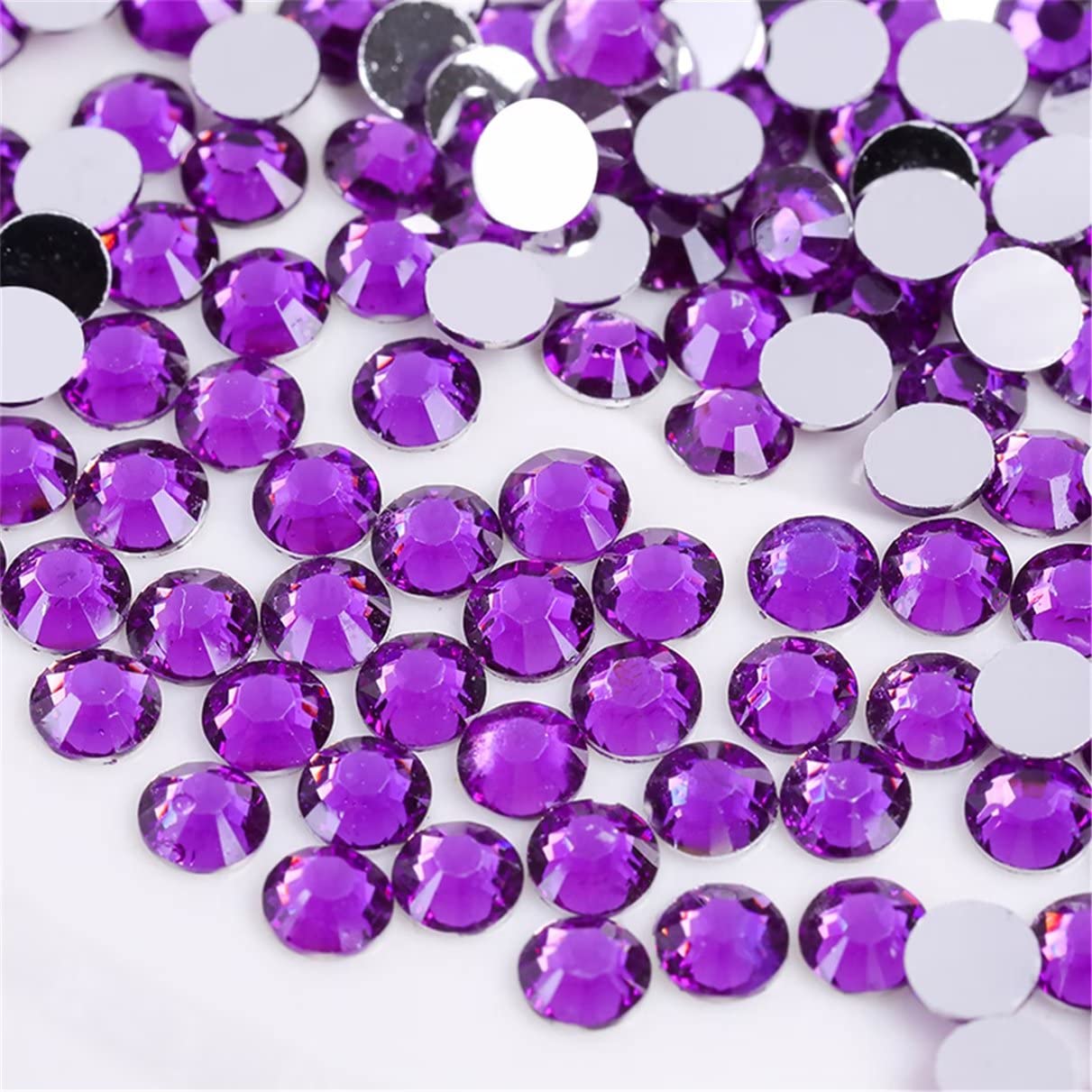 1000 Pieces SS20 5mm Flatback Rhinestones Clear Glass Round Gems Crystals for Nail Art DIY Crafts Clothes Shoes Bags (Purple)