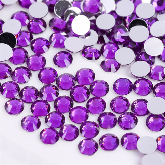 1000 Pieces SS20 5mm Flatback Rhinestones Clear Glass Round Gems Crystals for Nail Art DIY Crafts Clothes Shoes Bags (Purple)