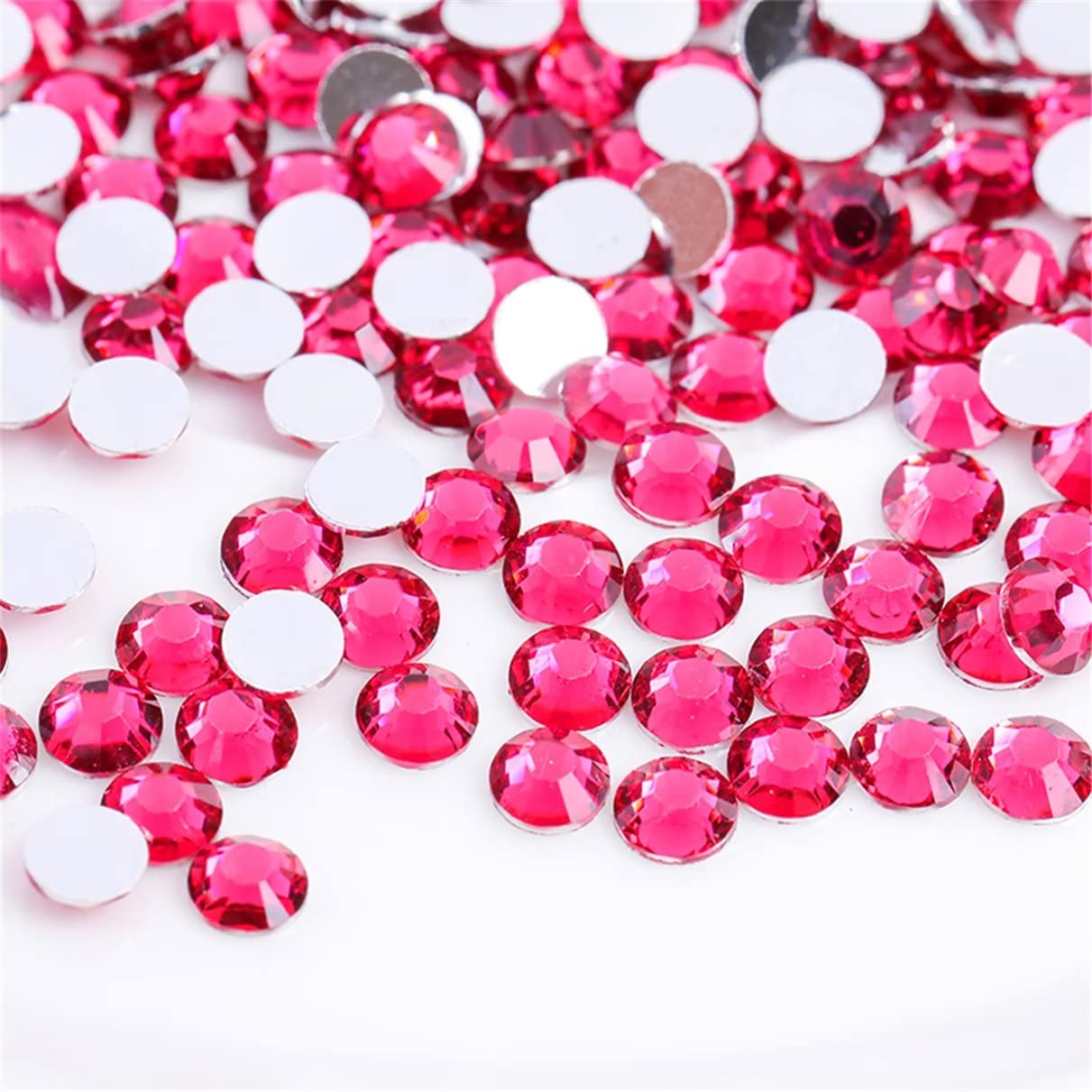 1000 Pieces SS20 5mm Flatback Rhinestones Clear Glass Round Gems Crystals for Nail Art DIY Crafts Clothes Shoes Bags (Rose Red)