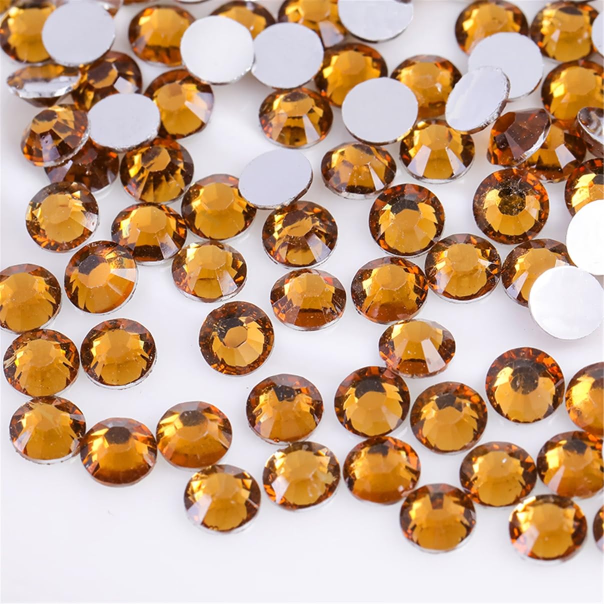 1000 Pieces SS20 5mm Flatback Rhinestones Clear Glass Round Gems Crystals for Nail Art DIY Crafts Clothes Shoes Bags (Yellow Coffee)