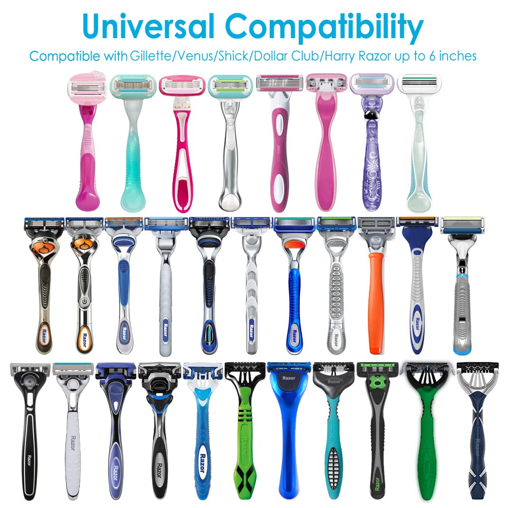 Hard EVA Razor Travel Case Compatible with Gillette Men's Razor - Mesh Pocket for 2 Razor Blades + Lightweight Carrying Handle + Durable Zipper (Only Case) (Black)