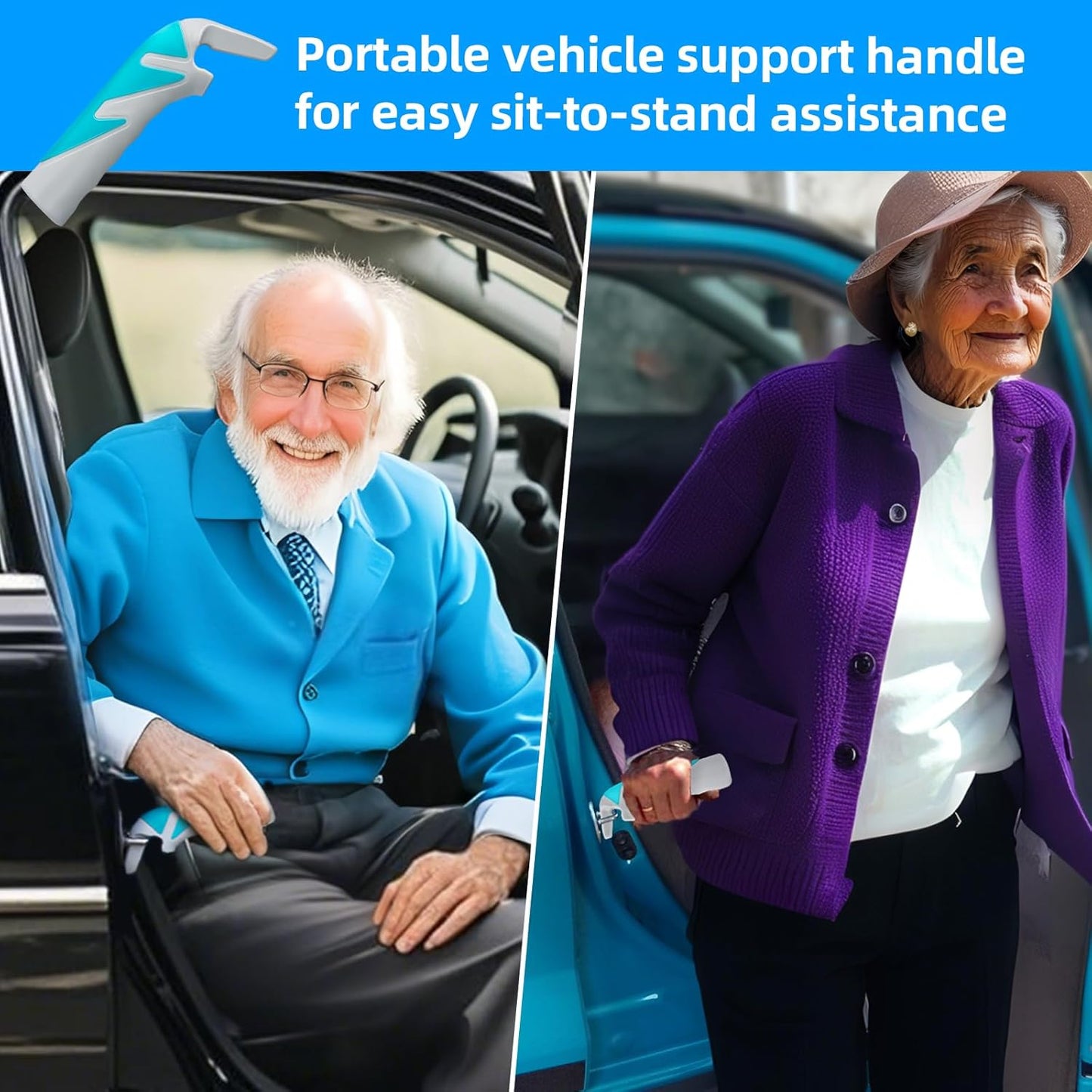 Car Handle Assist for Elderly Car Door Handle: Car Grab Handles - Standing Mobility Safety Tip to Help Get Out - Car Support Handle Portable Bar for Elderly & Seniors & Handicap