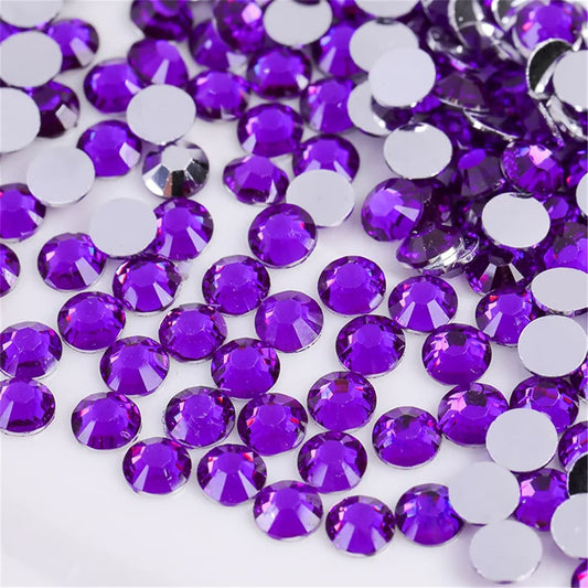 1000 Pieces SS20 5mm Flatback Rhinestones Clear Glass Round Gems Crystals for Nail Art DIY Crafts Clothes Shoes Bags (Dark Purple)
