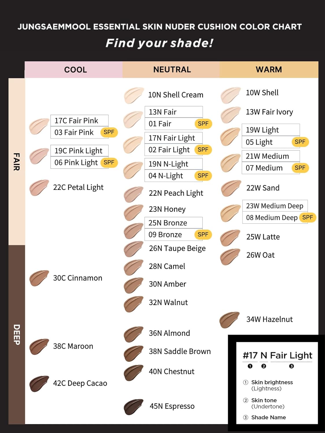JUNG SAEM MOOL Essential Skin Nuder Cushion 45N Espresso 0.49 Fl Oz, No Refill, Natural Radiant Finish Cushion Foundation with Buildable Coverage, Lightweight Texture, Korean Foundation Makeup