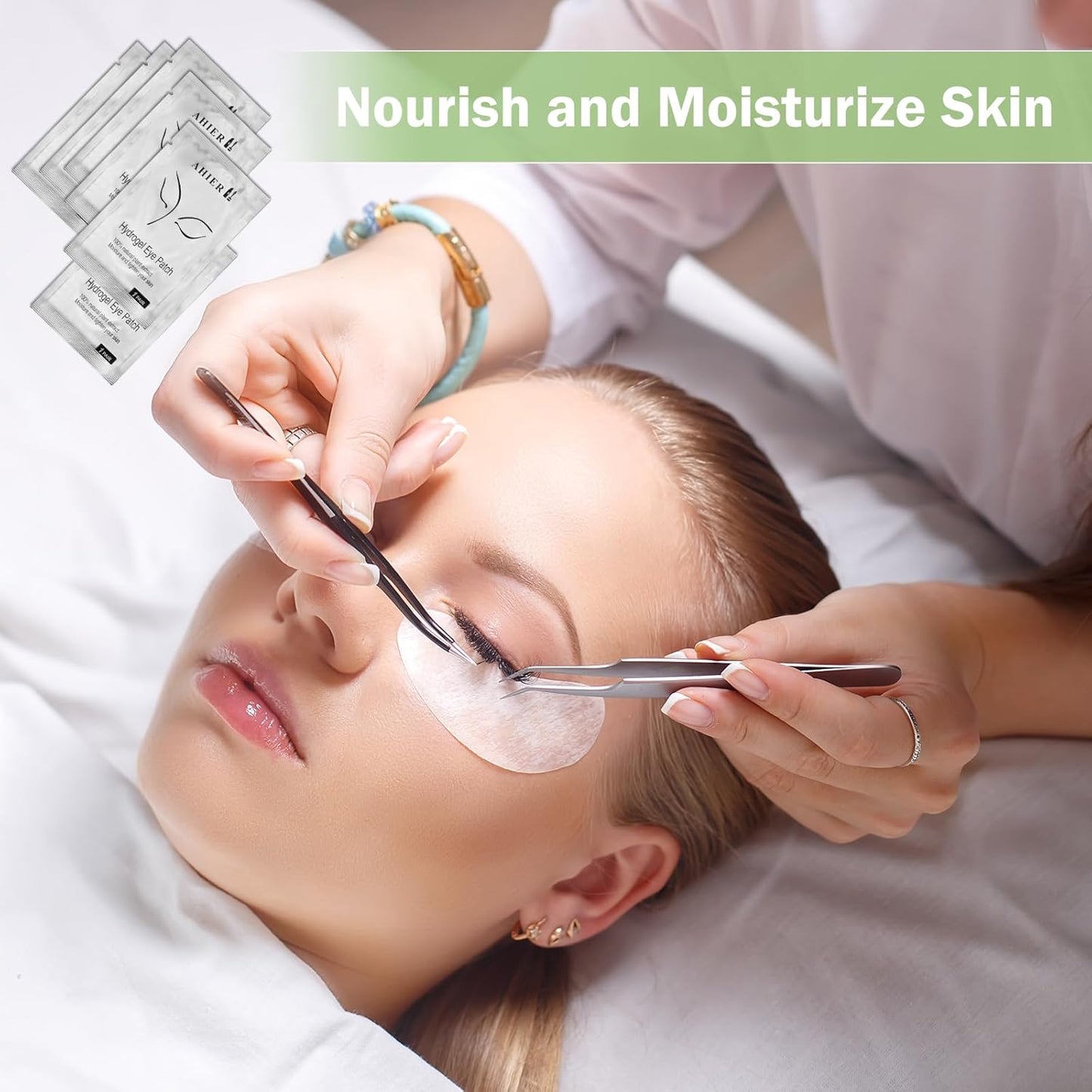 110 Pairs Eyelash Extension Gel Patches Kit, AHIER 100% Natural Hydrogel Eye Patches Lint Free Under Eye Pads Makeup Eye Gel Pad for Lash Extensions supplies