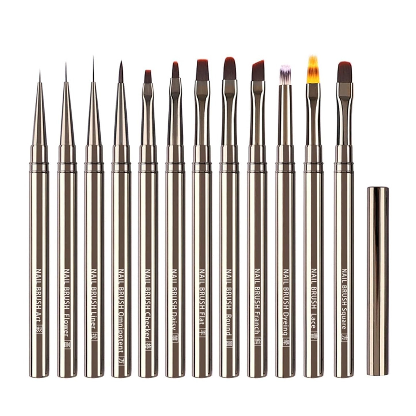 12pcs Nail Art Brushes, Nail Art Design Pen Painting Tools Professional Flower Brush Drawing Extension Gel Brush Liner Brush Ombre Painting Brush Carved Brush For Nail Art Design
