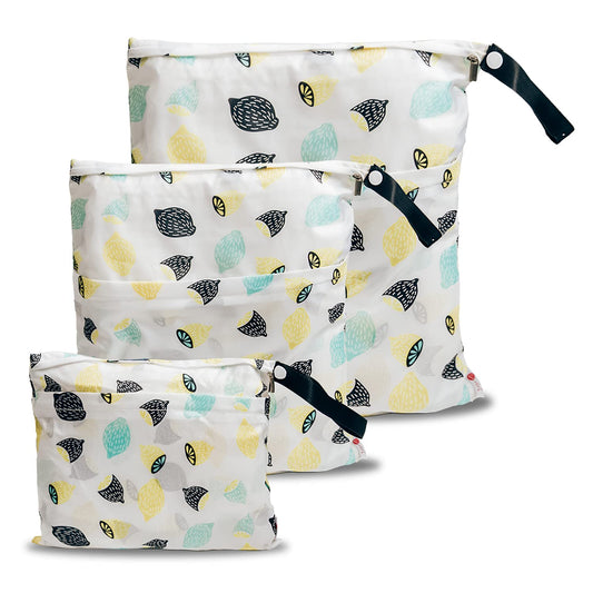 Joyo roy 3Pcs Wet Dry Bag Baby Wet Bags for Pump Parts, Cloth Diapers, Wet Suits, Swimsuits, Travel Dirty Clothes, Waterproof Pouches for Organization with 2 Zippered Pockets 3 Size(S,M,L)