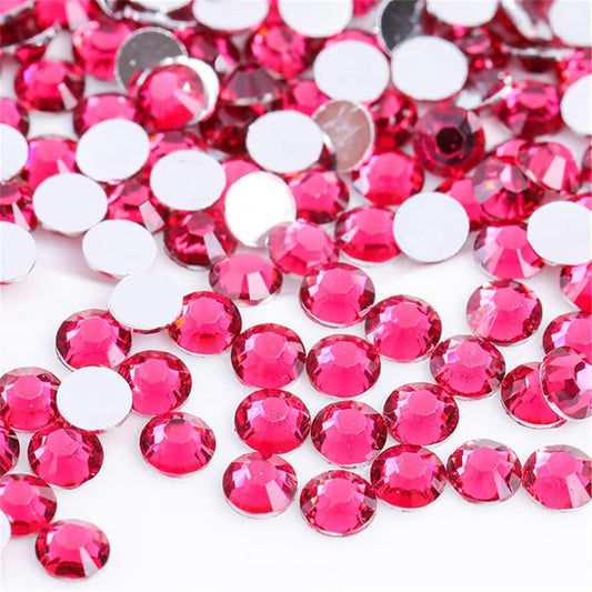 1000 Pieces SS20 5mm Flatback Rhinestones Clear Glass Round Gems Crystals for Nail Art DIY Crafts Clothes Shoes Bags (Light Rose Red)