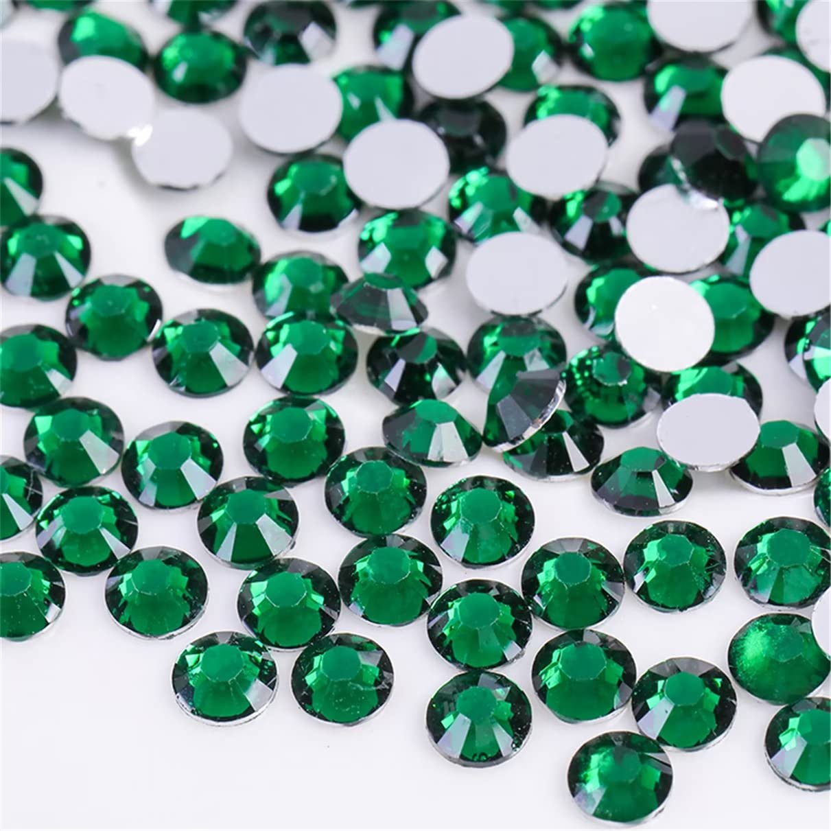 1000 Pieces SS20 5mm Flatback Rhinestones Clear Glass Round Gems Crystals for Nail Art DIY Crafts Clothes Shoes Bags (Dark Green)