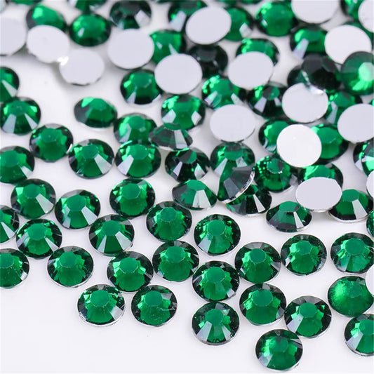 1000 Pieces SS20 5mm Flatback Rhinestones Clear Glass Round Gems Crystals for Nail Art DIY Crafts Clothes Shoes Bags (Dark Green)
