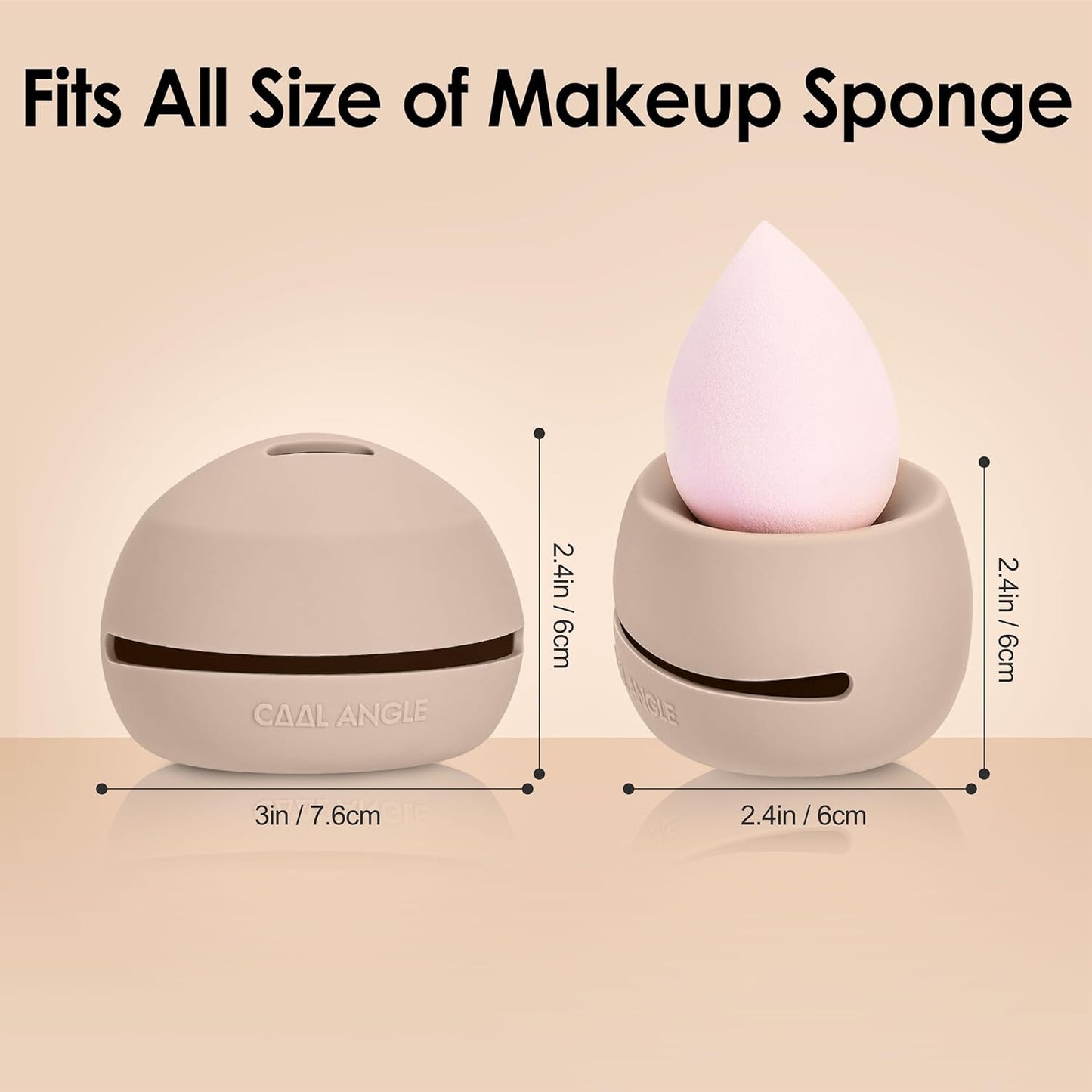 2Pcs Makeup Sponge Holder Silicone Beauty Sponge Holder Makeup Blender Case for Travel 2 in 1 Stand Storage For Quick Drying Khaki+White