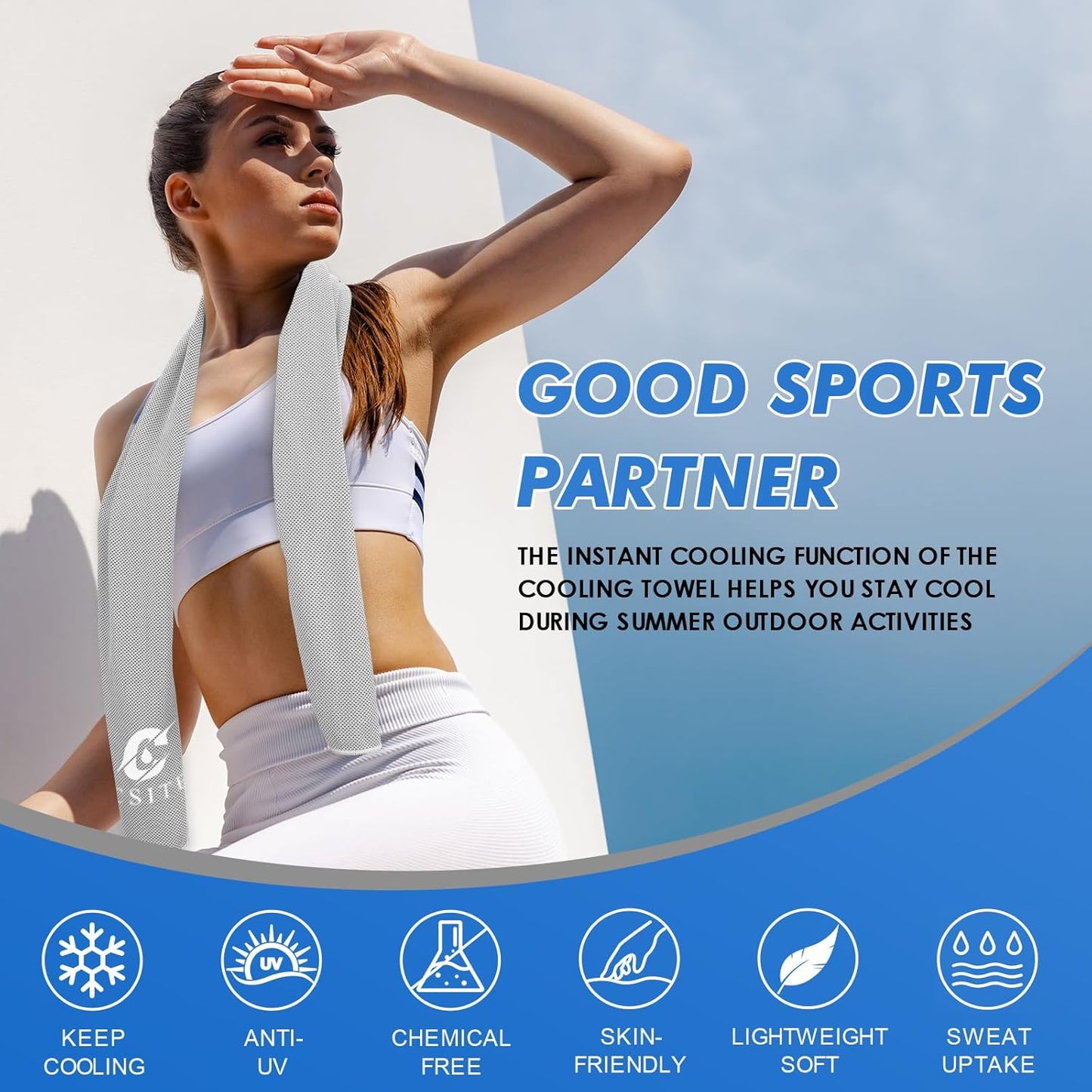 6 Pack Cooling Towels (47"x12") for Neck and Face, Ice Towel for Hot Weather, Soft Breathable Chilly Gym Towels, Microfiber Towel for Work Out, Yoga, Running, Camping & More Activities