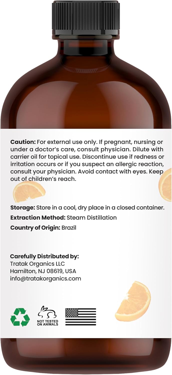 100% Pure Sweet Orange Essential Oil 4 FL OZ – Essential Oil for Citrus Scent, Aromatherapy, Diffuser, Skin, Home Freshener, Therapeutic Grade, Premium Quality with Glass Dropper