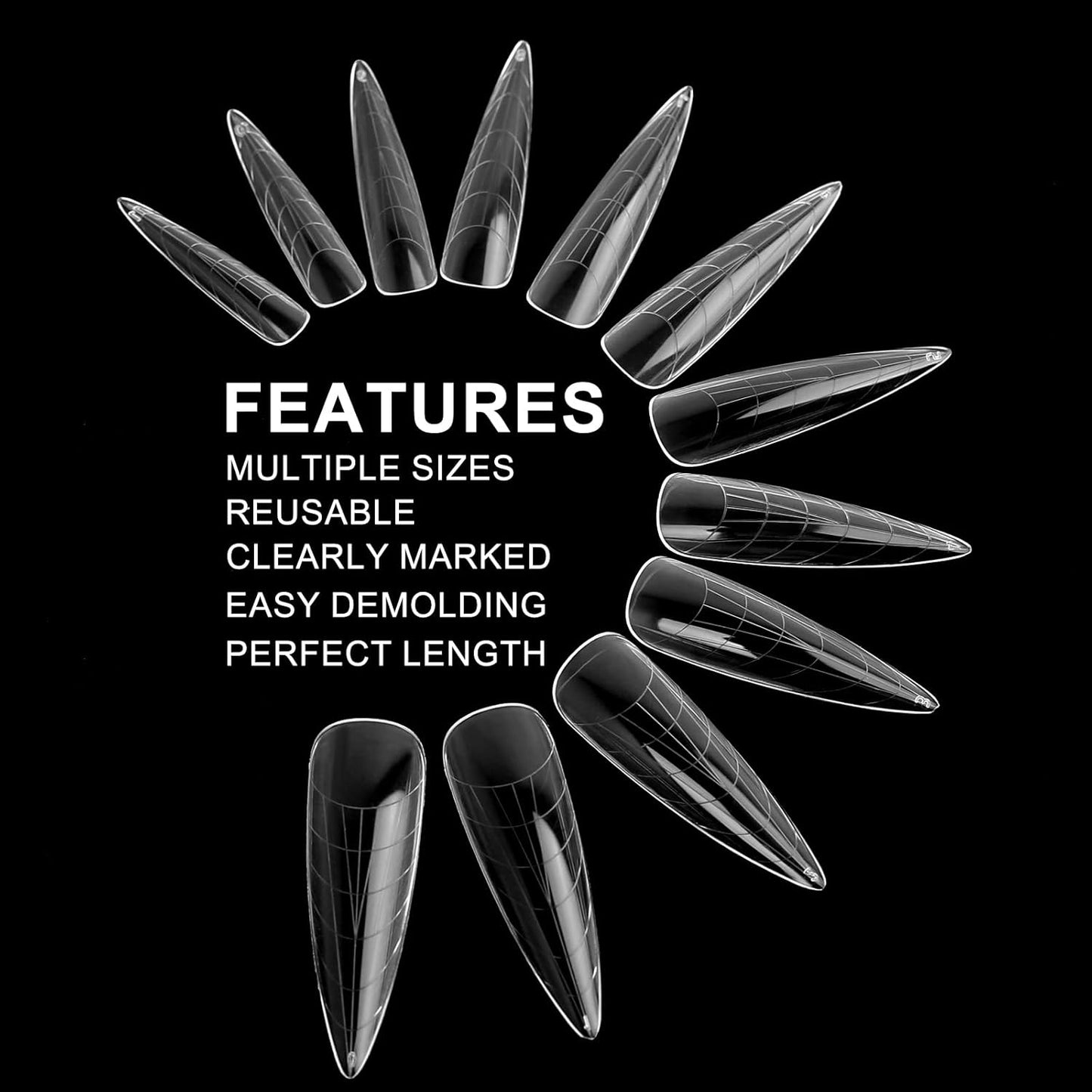 120Pcs Matte Dual Nail Forms,Long Almond Extension Poly Nail Gel Nail Forms Full Cover Nail Molds 12 Sizes for Solid Nail Gel Glue Nail Art Design Salon&DIY