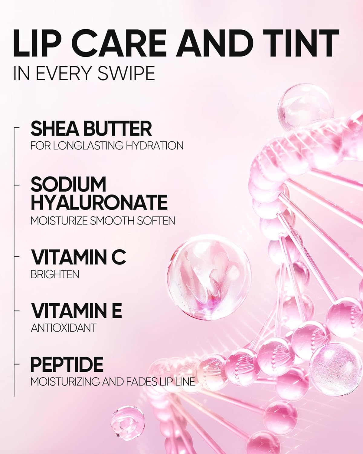 Hydrating Brightening Lip Serum, Nourishing Hydration Tinted Lip Stain, Plumping Lip Gloss with Polypeptide Squalane (03 Cherry Red)