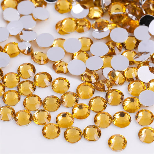 1000 Pieces SS20 5mm Flatback Rhinestones Clear Glass Round Gems Crystals for Nail Art DIY Crafts Clothes Shoes Bags (Golden Yellow)