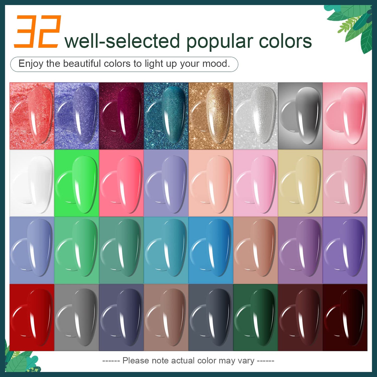 JODSONE 32 Colors Nail Polish Set With U V Light Manicure Nail Tools Nail Art Manicure Salon DIY at Home