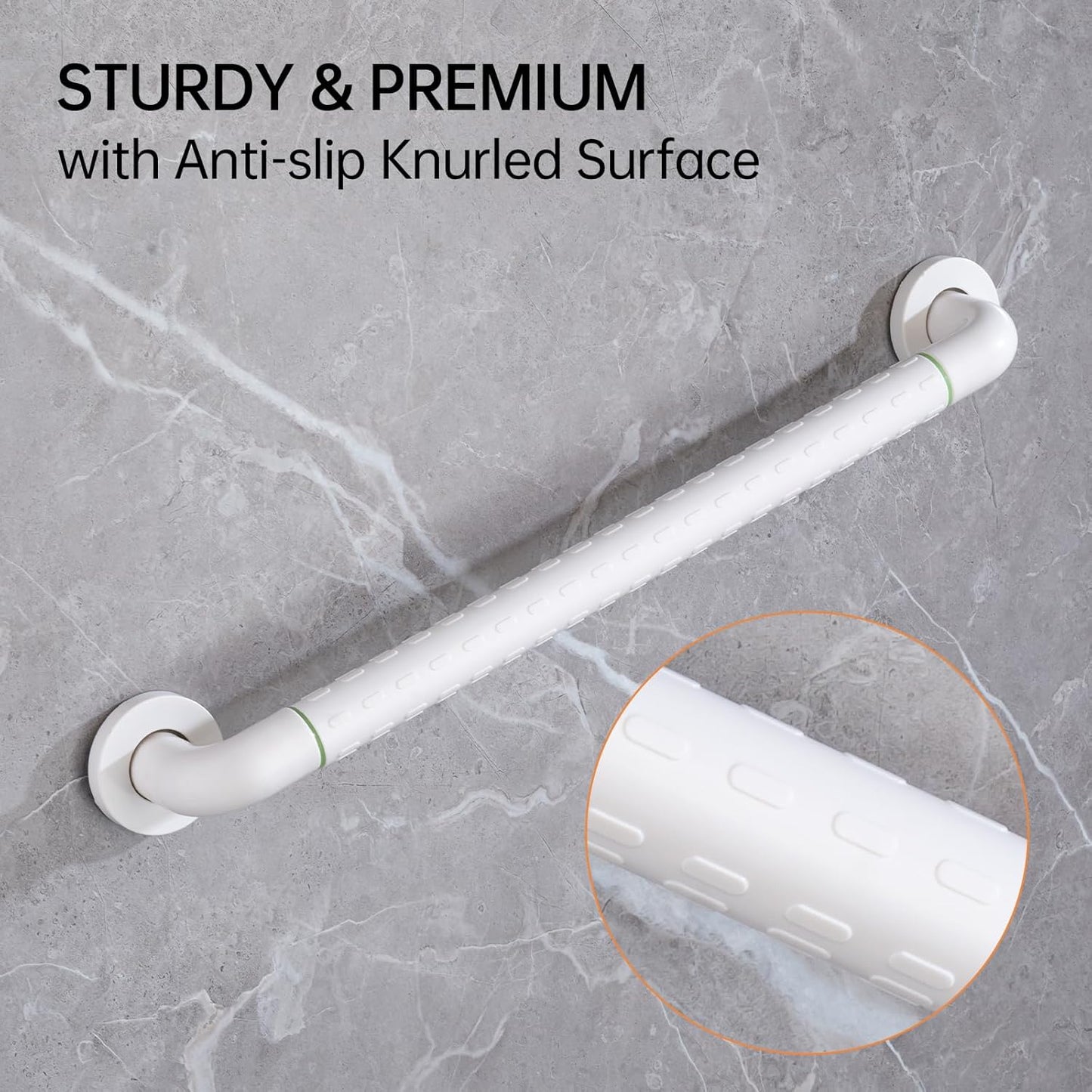 Joyrain 16-inch Bathroom Safety Grab Bar - 500lb Weight Capacity ADA Certified Anti-Slip Handle for Shower/Tub/Toilet, Elderly & Disabled Assist (White(1-Pack), 16 inches (Overall Length 400mm))